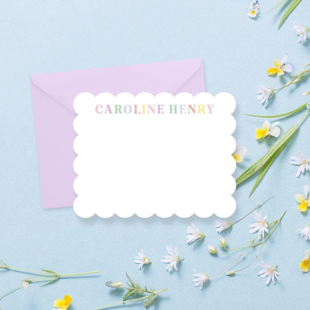 Scalloped Stationery Set - Personalized Note Cards With Envelopes ...
