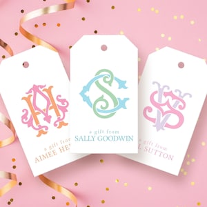 Elegant Monogram Gift Tags - Custom colorful gift tags