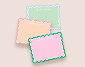 Scalloped Stationery Set - Personalized Note Cards with Envelopes- Elegant and Unique Customized Notecards