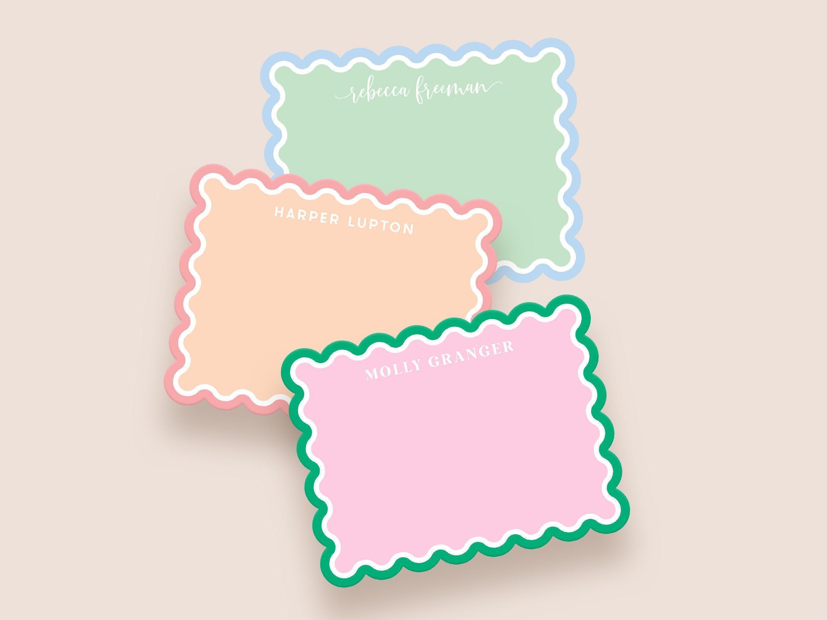 Scalloped Stationery Set - Personalized Note Cards with Envelopes- Elegant and Unique Customized Notecards