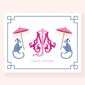 Chinoiserie stationery, Chinoiserie notecards, Monogram notecards, Custom stationery, Personalized stationery, Monogram