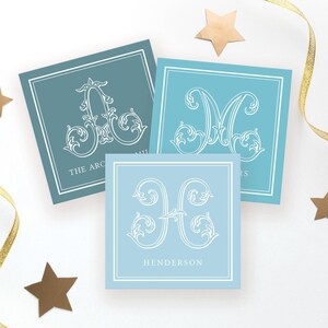 Etiquetas de regalo con monograma: etiquetas de regalo para bodas, tarjetas de presentación, etiquetas de regalo personalizadas, etiquetas de Navidad personalizadas, etiquetas con nombres de familia, etiquetas de regalo personalizadas