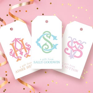 Elegant Monogram Gift Tags - Custom colorful gift tags