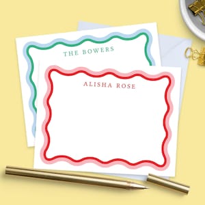 Wavy Stationery Notecards - Custom Color Options Available