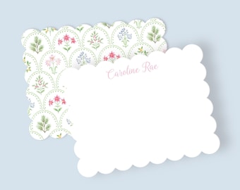 Personalized Floral Notecards with Custom Name - Baby Nursery Stationery - Elegant Gift