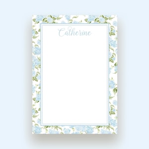Hydrangea Notepad – Custom Hostess Gift, Personalized Floral notepad, Monogram Stationery, Baby Shower or Wedding Gift, Custom Name Notepad