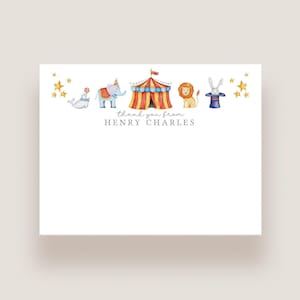 Circus themed thank you notecards: Great for circus themed birthday parties