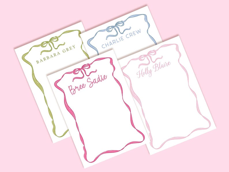 Bow Notepad Custom Watercolor Bow Notepad: Trendy Notepads for Bridal Shower or ...