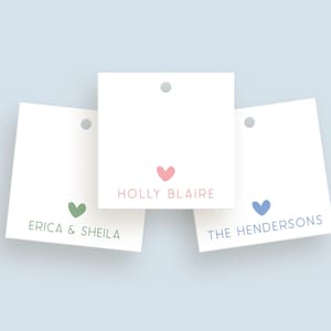 Custom heart gift tags, custom family gift tags, holiday gift tags, baby shower gift tags, bridal shower gift tags
