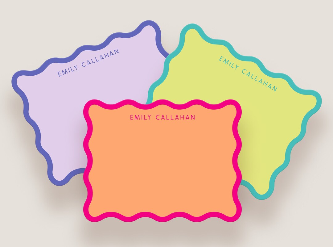 Wavy Stationery Set Personalized Note Cards With Envelopes Elegant and