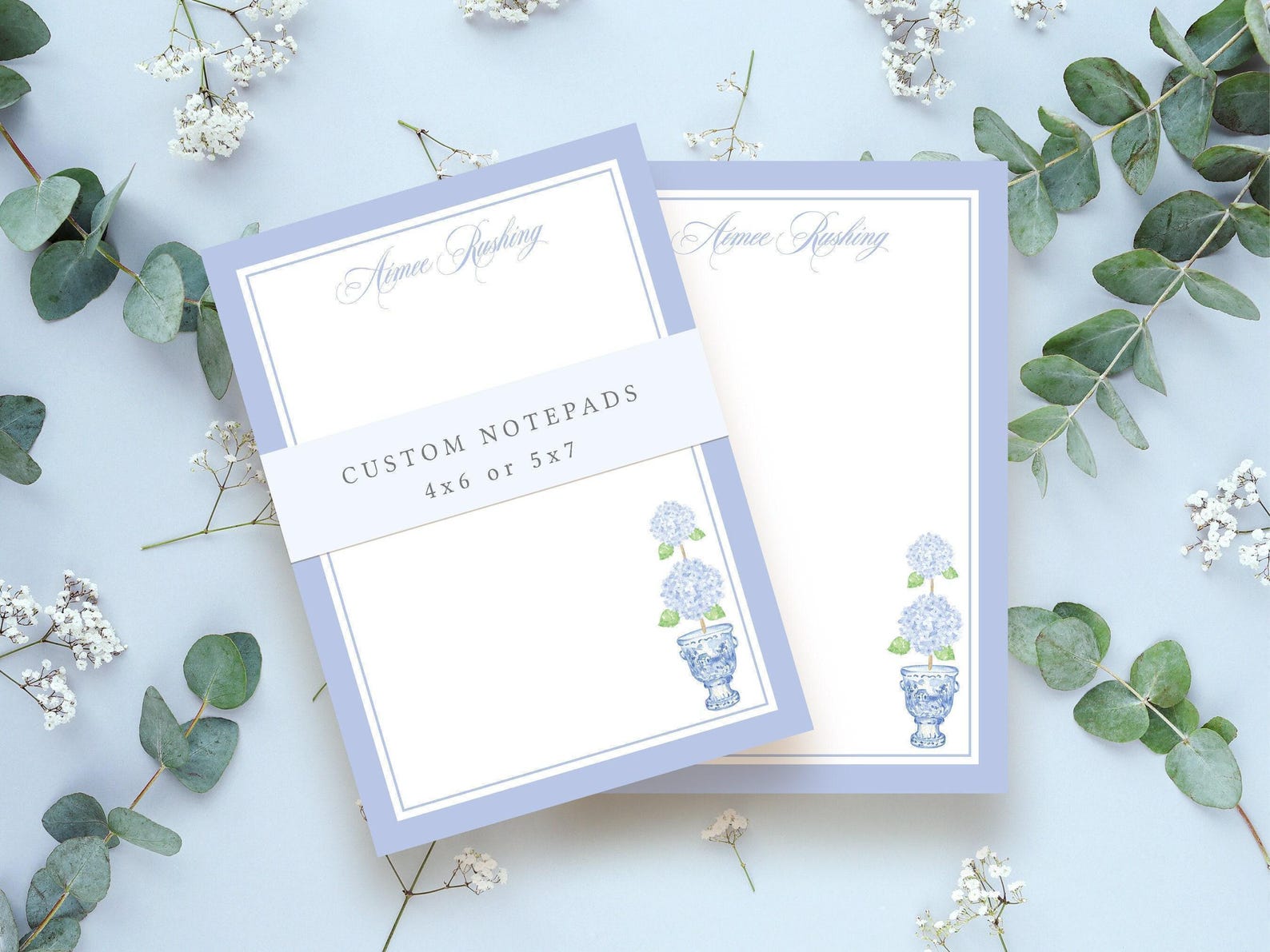 Custom Hydrangea Notepad - Personalized Elegant Notepad for Wedding ...