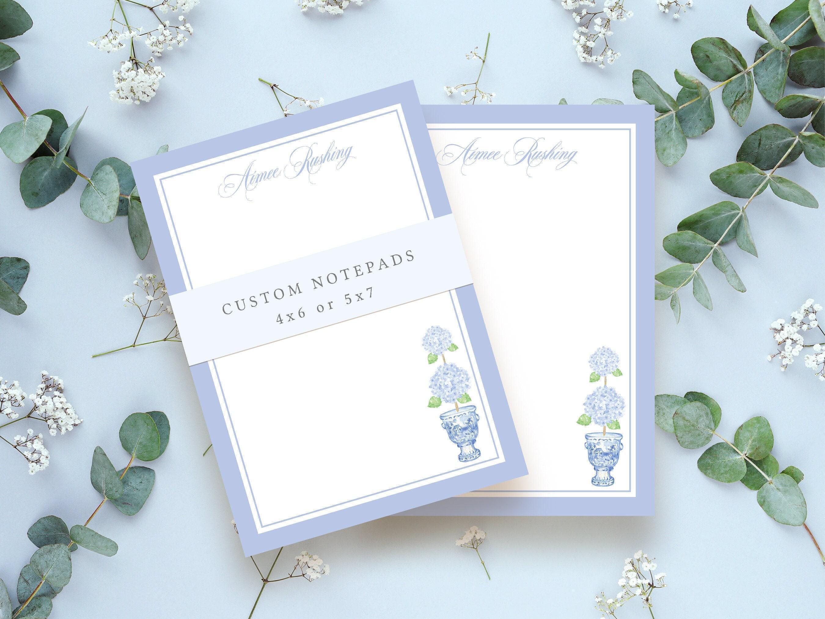 Custom Hydrangea Notepad - Personalized Elegant Notepad for Wedding ...