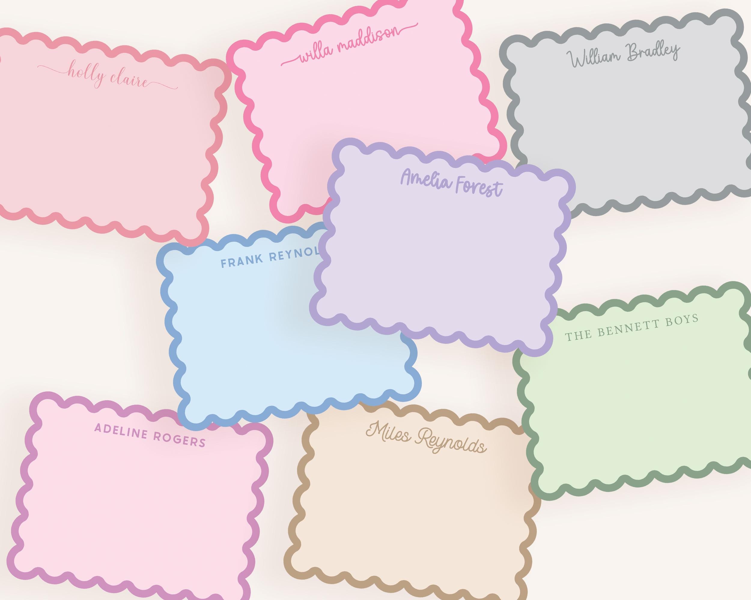 Personalized note cards with envelopes | scalloped edge stationery set ...