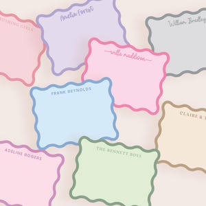 Wavy Edge Personalized Stationery set | custom name note cards ...