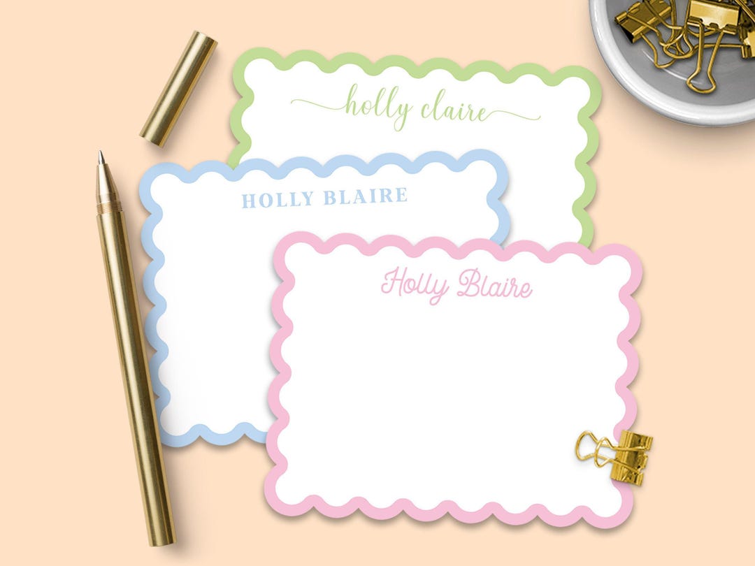 Scalloped Stationery Set - Personalized Note Cards With Envelopes ...