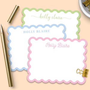 Scalloped Stationery Set - Personalized Note Cards with Envelopes- Elegant and Unique Customized Notecards