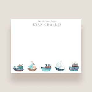 Sailboat Stationery Personalized Stationery Sailboat Note Cards Sailboat Thank you Cards Boy Notecards Boy thank you