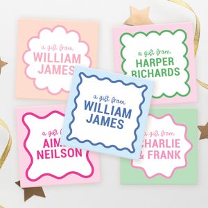 Modern Gift Tags – Personalized Square Gift Tags, Custom Name Gift Tags, Colorful Favor Tags, Fun Gift Tags for Kids & Adults