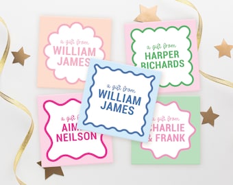 Modern Gift Tags – Personalized Square Gift Tags, Custom Name Gift Tags, Colorful Favor Tags, Fun Gift Tags for Kids & Adults