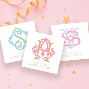 Monogram Gift Tags – Personalized Gift Tags with Name, Elegant Initial Tags, Custom Favor Tags, Colorful Gift Tags for Weddings & Birthdays