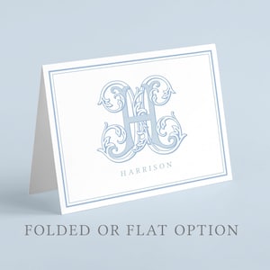 Custom monogram thank you notecard set with envelopes: Perfect for custom name gifts.