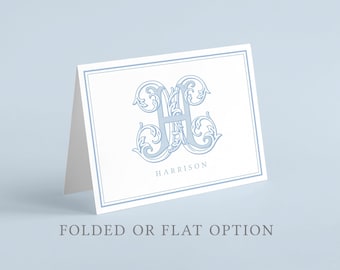 Custom monogram thank you notecard set with envelopes: Perfect for custom name gifts.