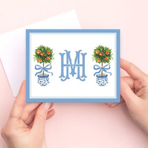 Chinoiserie Notecards, Monogram notecards, Custom stationery, Personalized stationery, Monogram stationery, Oranges notecards