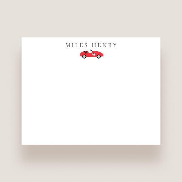 Race car Stationery Personalized Stationery Race car Note Cards Race car Thank you Cards Boy Notecards Boy thank you cards