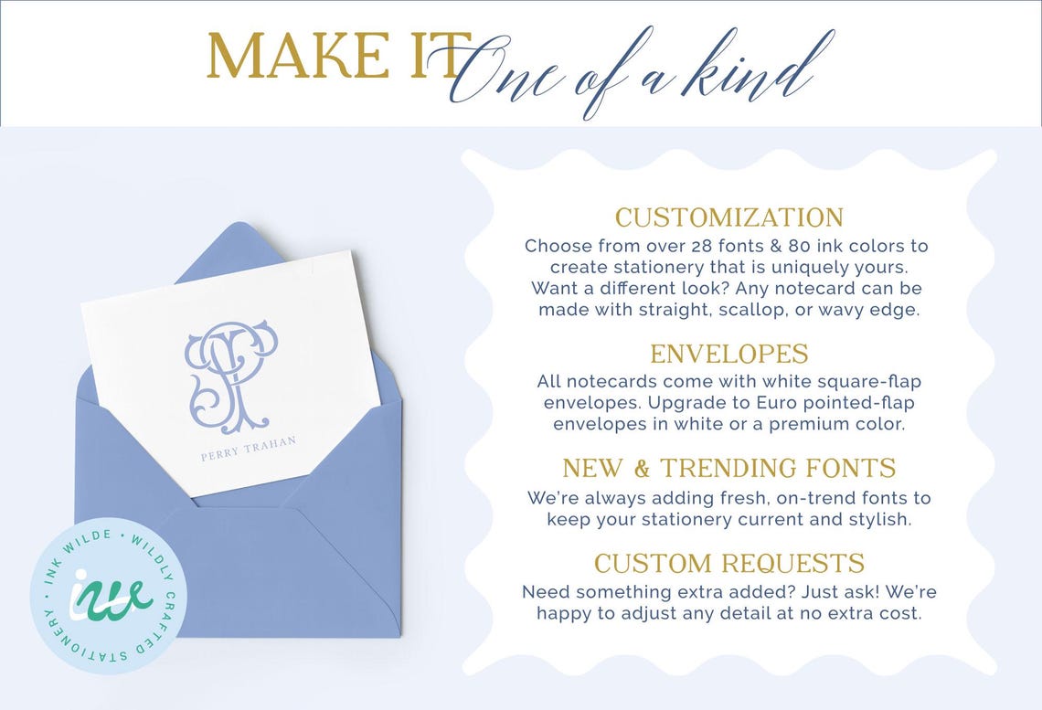 Scalloped Stationery Set - Personalized Note Cards With Envelopes ...
