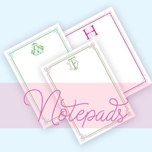 Personalized Monogram Notepad - Personalized Stationery with Your Choice of Colors - Elegant Notepad for Wedding Gifts, Thank You Notes