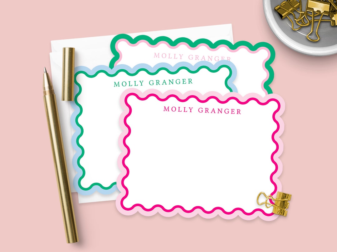 Scalloped Stationery Set - Personalized Note Cards with Envelopes- Elegant and Unique Customized Notecards