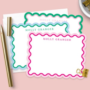 Scalloped Stationery Set - Personalized Note Cards with Envelopes- Elegant and Unique Customized Notecards