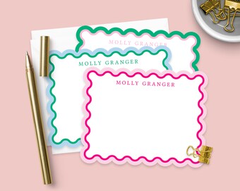 Scalloped Stationery Set - Personalized Note Cards with Envelopes- Elegant and Unique Customized Notecards