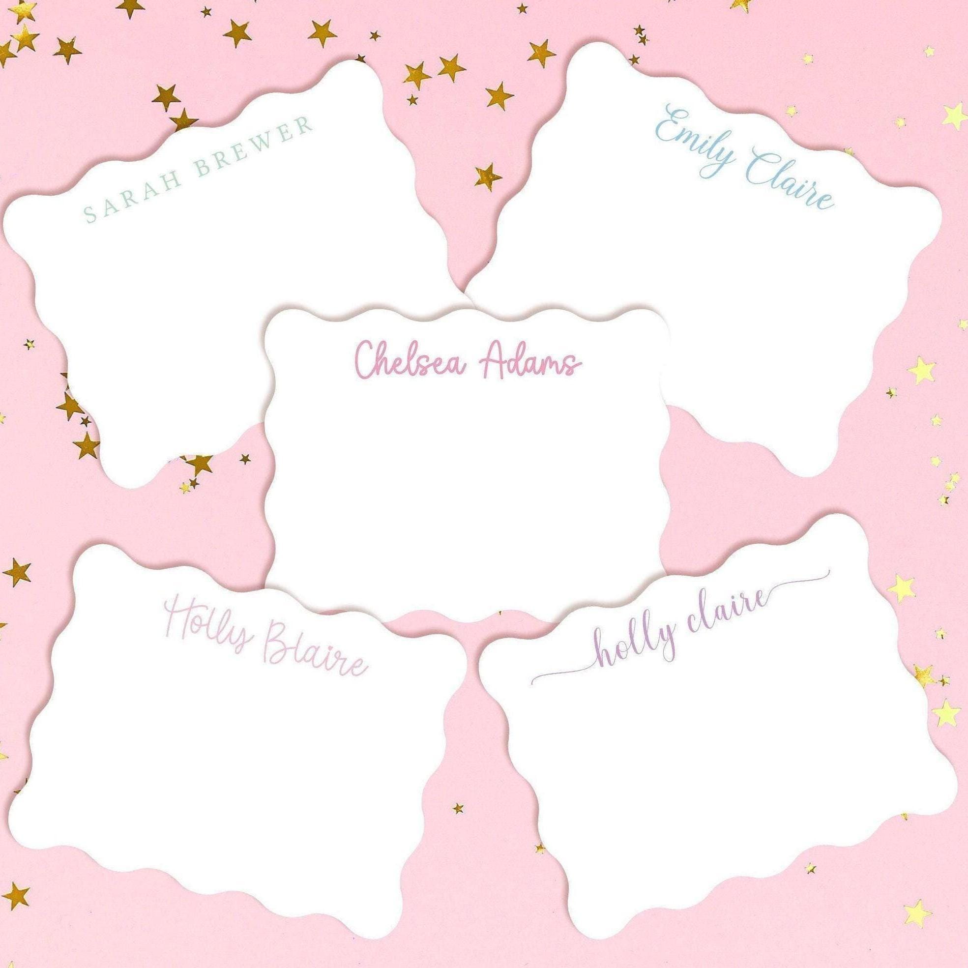 Wavy Stationery Set - Personalized Note Cards With Envelopes- Elegant ...