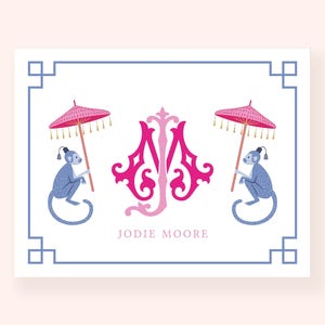 Chinoiserie stationery, Chinoiserie notecards, Monogram notecards, Custom stationery, Personalized stationery, Monogram