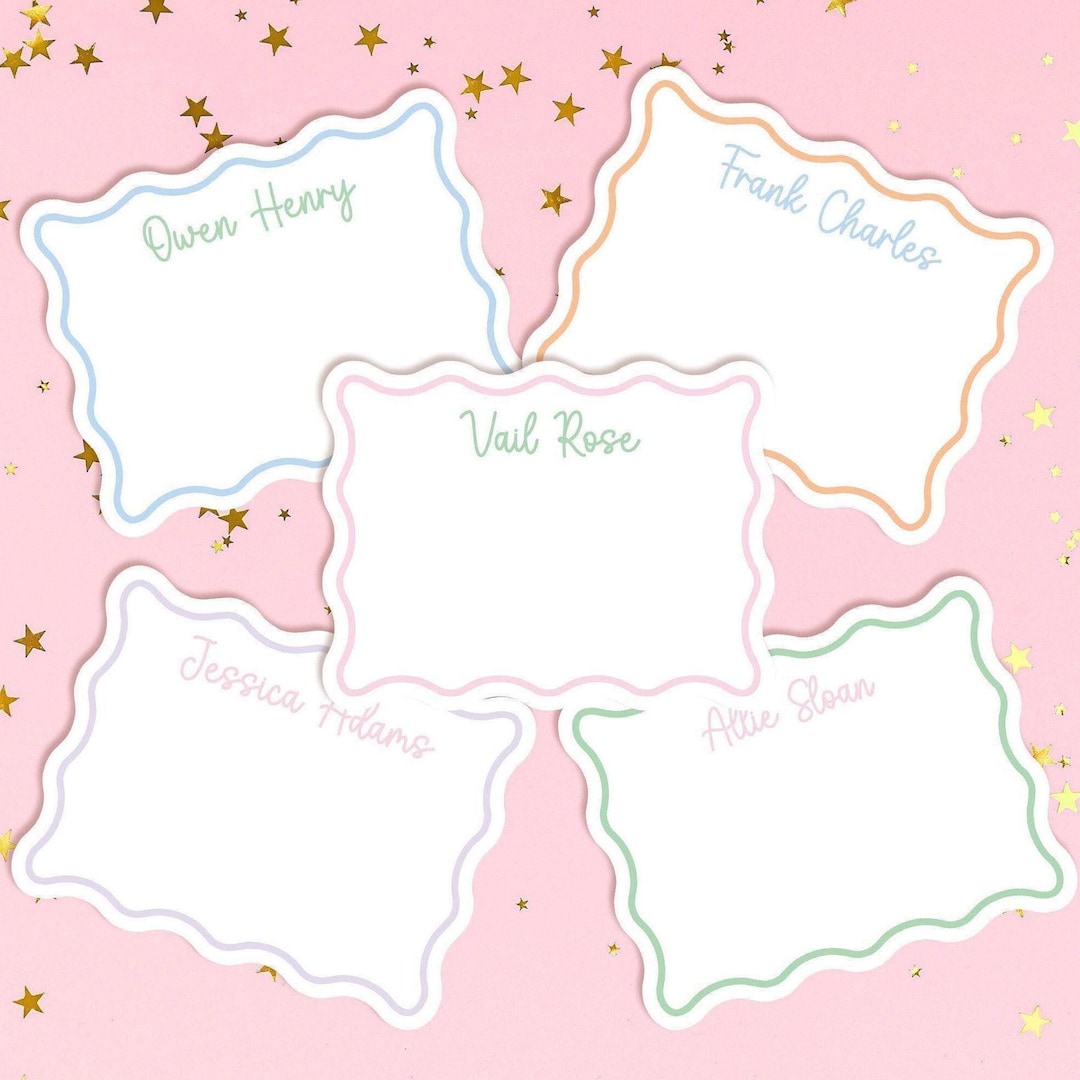 Wavy Stationery Set - Personalized Note Cards With Envelopes- Elegant ...
