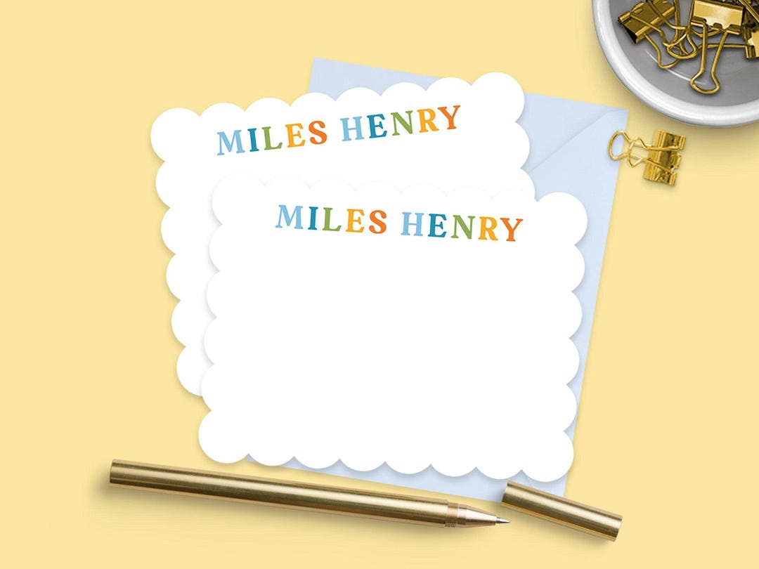 Scalloped Stationery Set - Personalized Note Cards With Envelopes ...