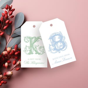 Custom elegant gift tags for weddings, bridal favor tags, baby shower tags, hostess gifts, Christmas gift tags