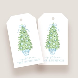 Etiquetas de regalo navideñas estilo chinoiserie: ideales para decorar tus regalos navideños en esta temporada navideña.