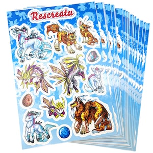 Foglio adesivo: Mitici / Rescreatu Virtual Pet Site Fantasy Creatures Animali Carino Divertimento Liyure Tiger Omni Kioka Deer Uovo Vinile Decorativo
