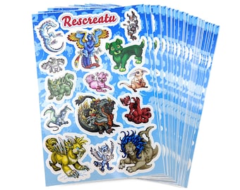 Sticker Sheet: Mutants | Rescreatu Virtual Pet Site Fantasy Creatures Animals Cute Fun Monster Cool Dragon Vinyl Decorative