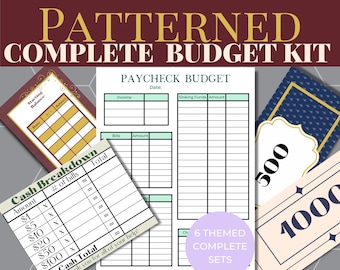 Patterned Complete Budget Kit Bundle | Cash Envelope Stuffing | Budget Template PDF, Money Placeholder, BankTeller Slip, Cash Tracker Insert