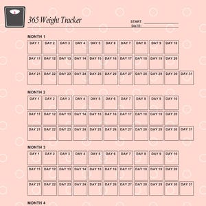 365 Day Weight Loss Tracker: Printable Daily Check (Digital Download)