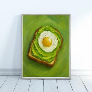 Avocado Egg Toast Pop Art |Avocado Toast Poster|Impasto Food Art Poster|Kitchen Art|Colorful  Art| Vibrant Avocado|Printable|Impasto Style