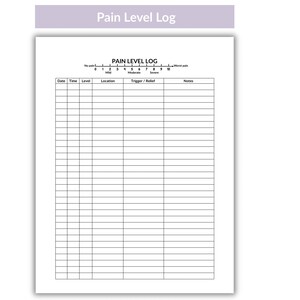 Pain Level Log Printable | Chronic Pain Tracker | Pain Management Journal | Digital Download PDF | Curious Qs