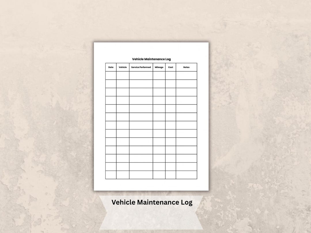 Vehicle Maintenance Log Printable, Car Service Log, Auto Maintenance ...
