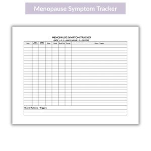 Registro de síntomas de la menopausia imprimible, registro de sofocos, estado de ánimo y sueño, diario de equilibrio hormonal, descarga digital en PDF, apoyo para la perimenopausia