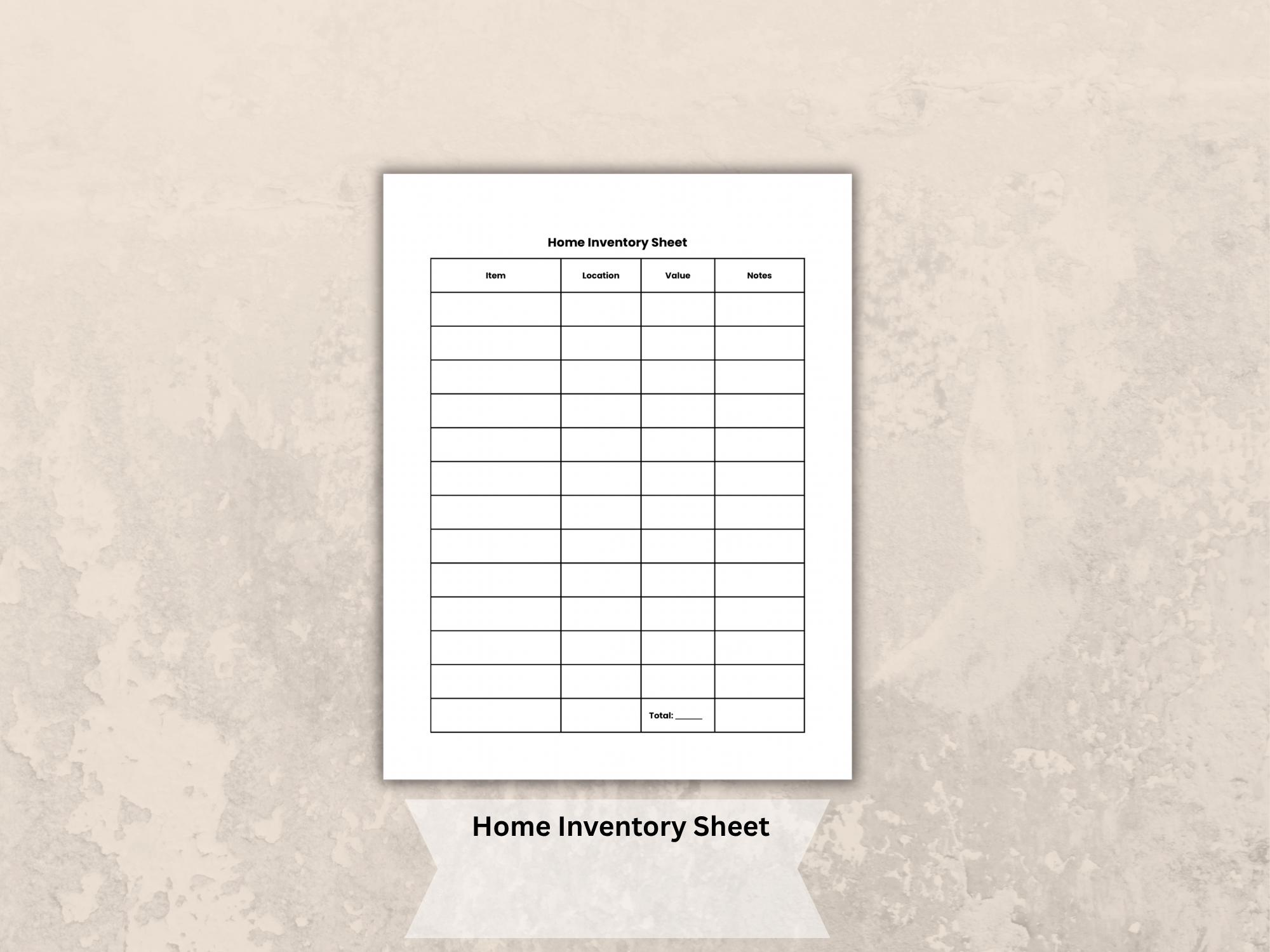 Home Inventory.pdf Home Inventory Sheet Printable, Household Property Tracker, Home Binder ...