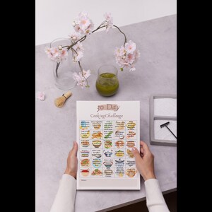 Desafio de Culinária de 30 Dias com Lista de Compras e Página de Anotações, Para Imprimir, Cozinhe Novos Alimentos, Desafio Alimentar, Desafio Alimentar de 30 Dias, Mais Vendido
