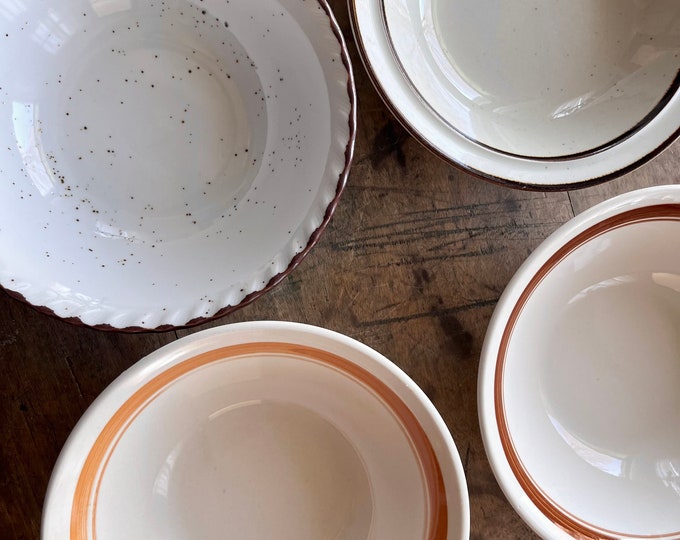 Mismatched Vintage Cereal Bowls Set of 6 Stoneware Bowls Etsy